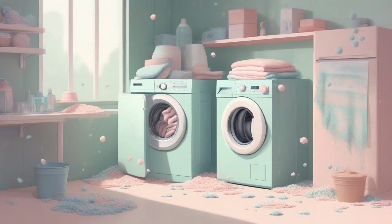 A clean, modern flat illustration of a washing machine in...