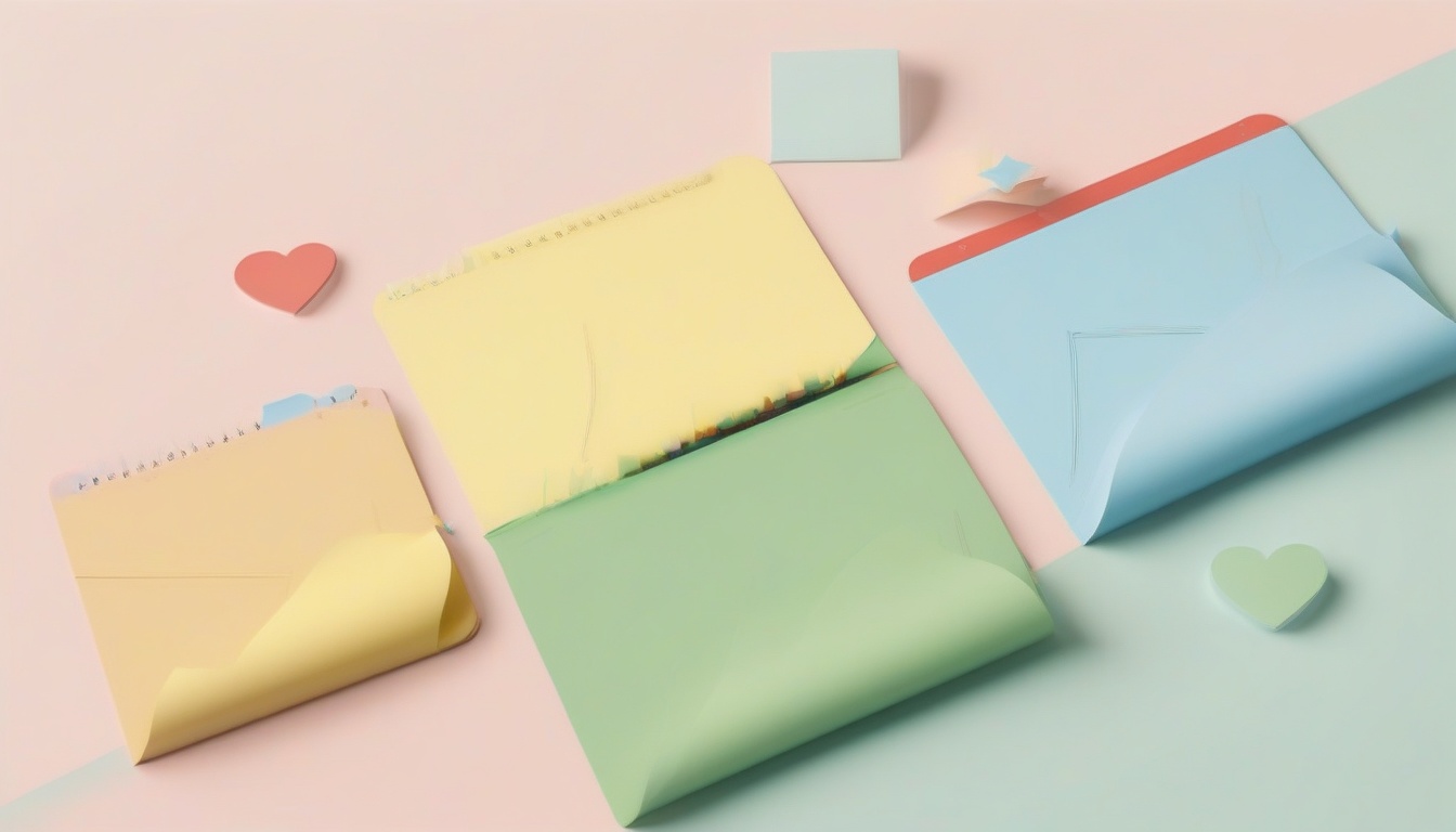 A of three colored folders on a clean desk