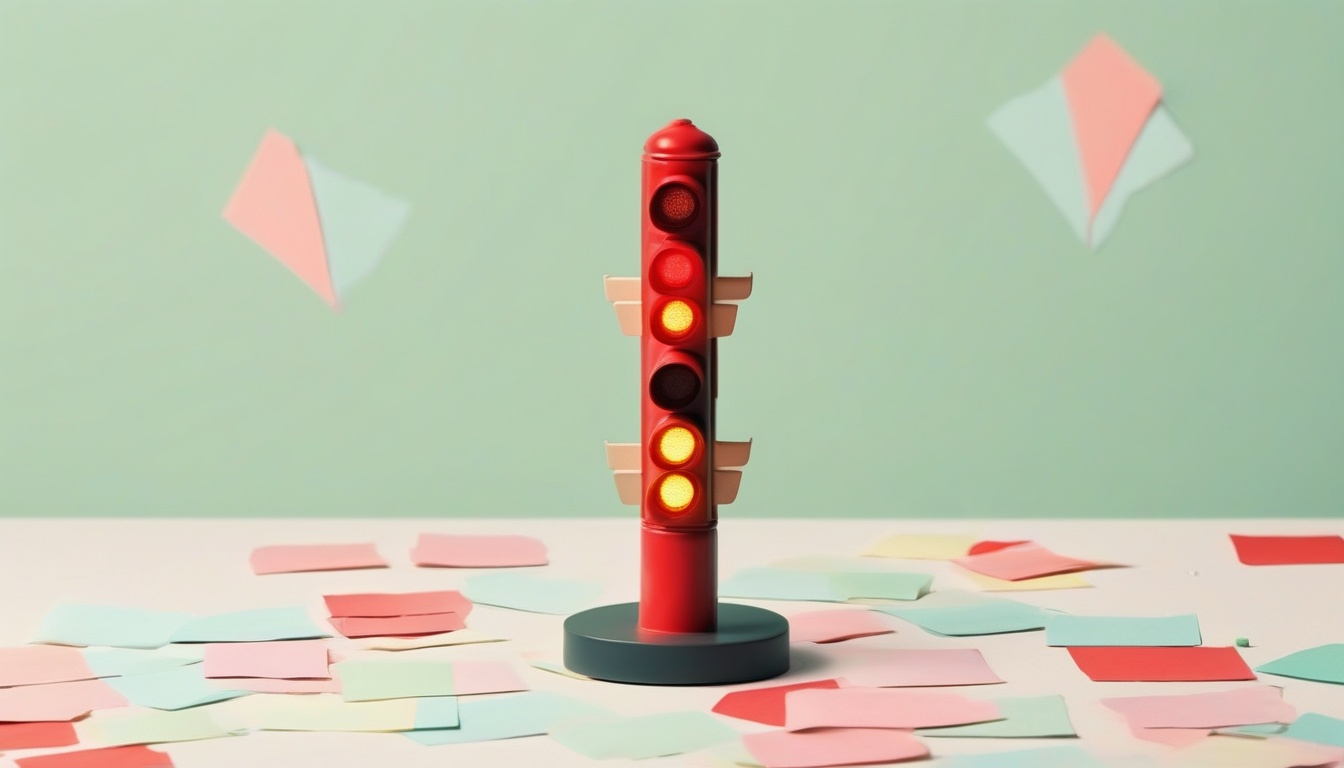 A of a single traffic light showing red