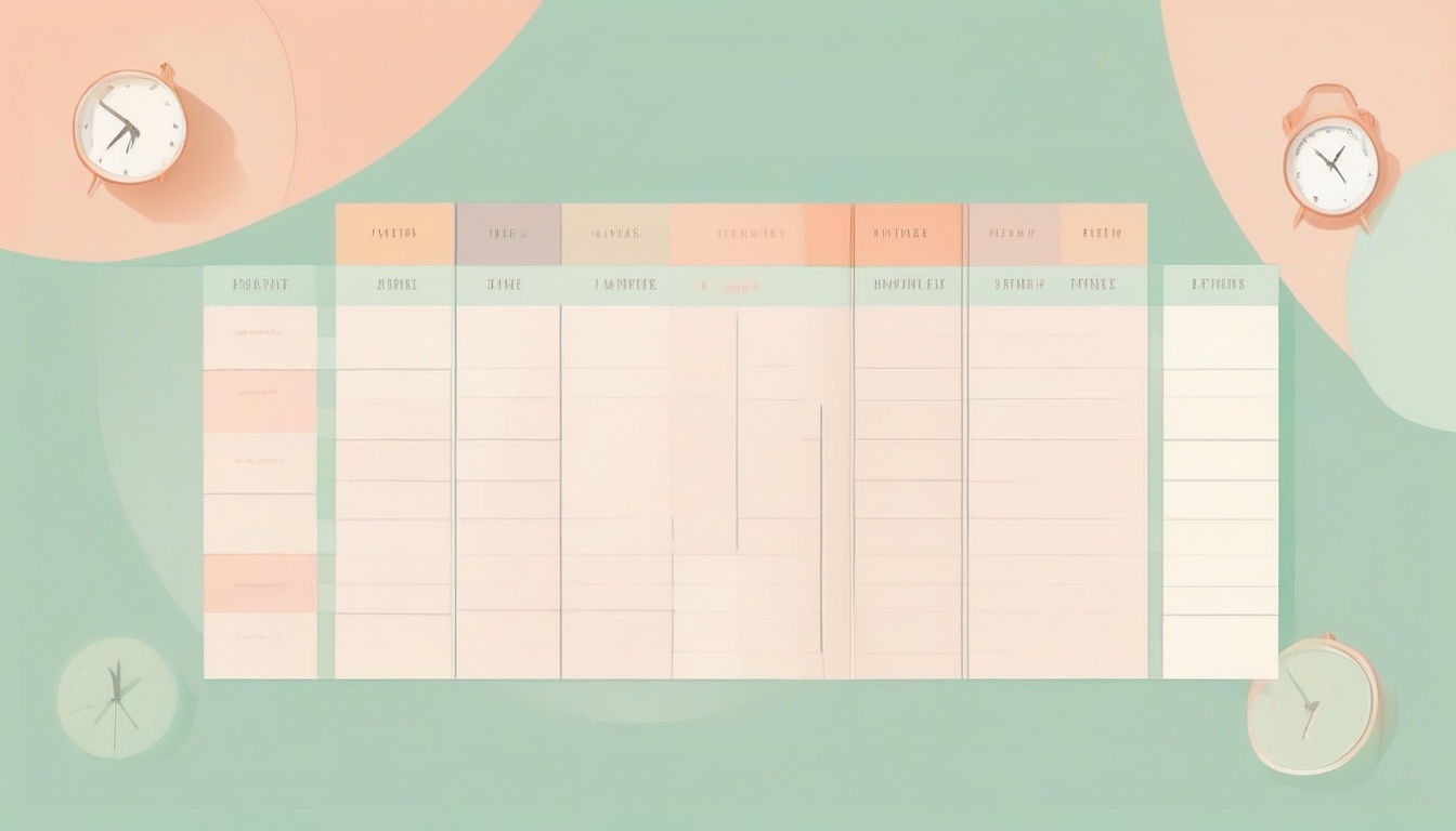 A of a daily planner or circular timeline divided into fa...