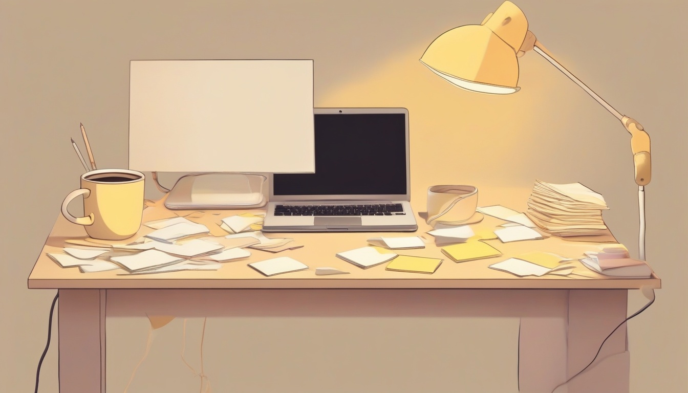 어수선한 책상 위 빛나는 노트북 — AI 번아웃 실제 경험