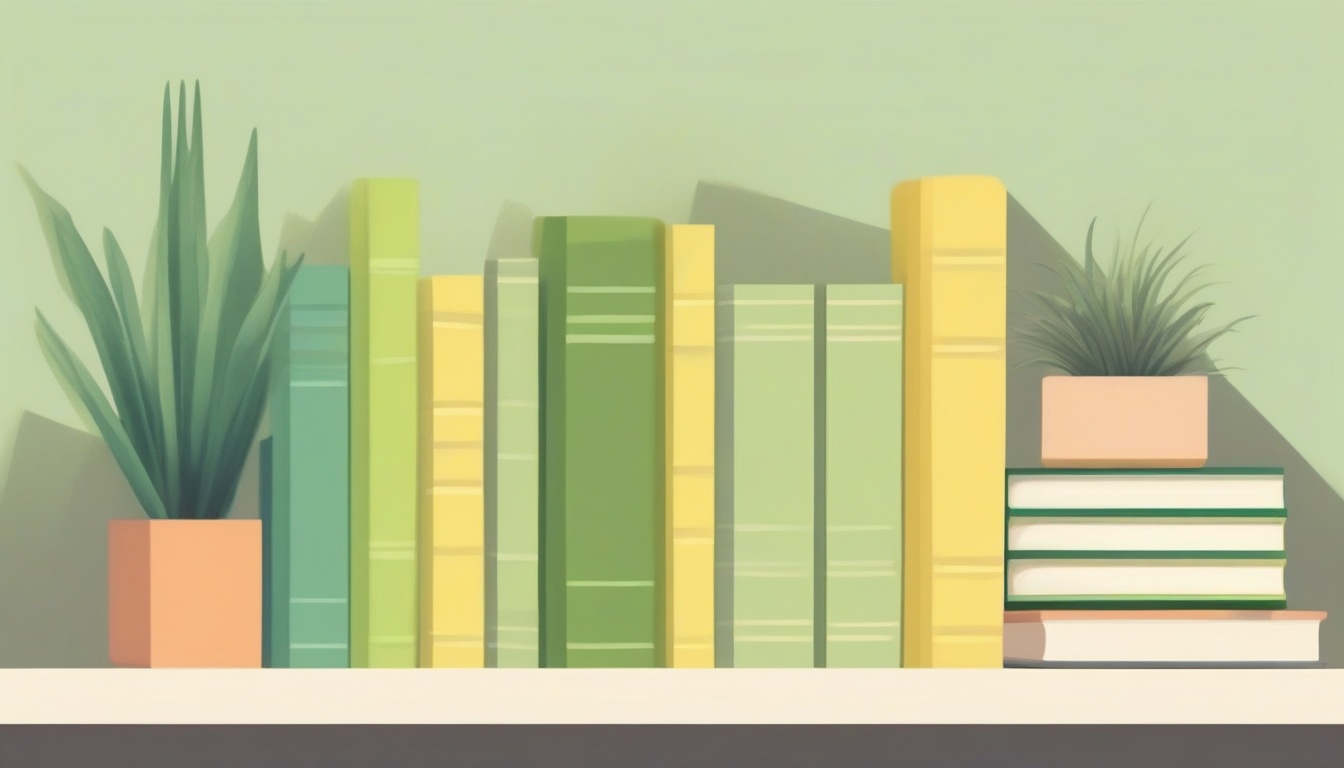 A of several books with colorful spines arranged on a she...