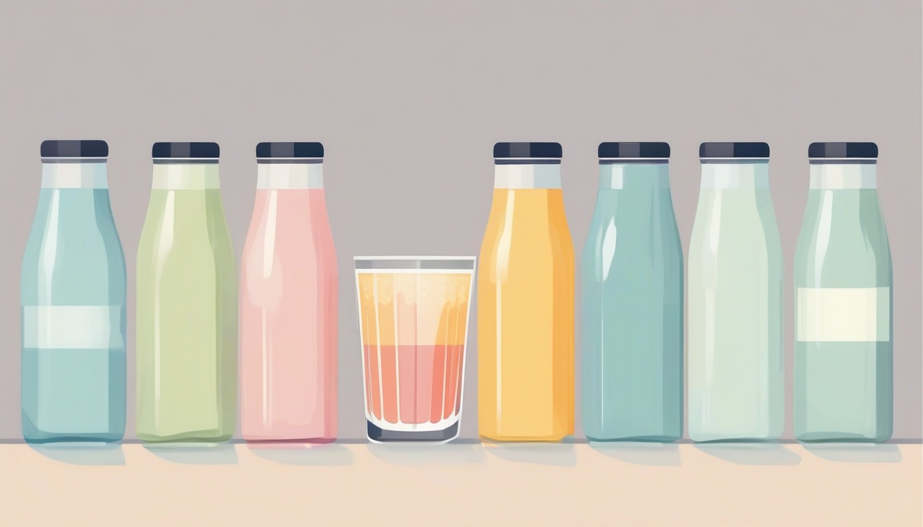 A of a lineup of beverages on a counter including black c...