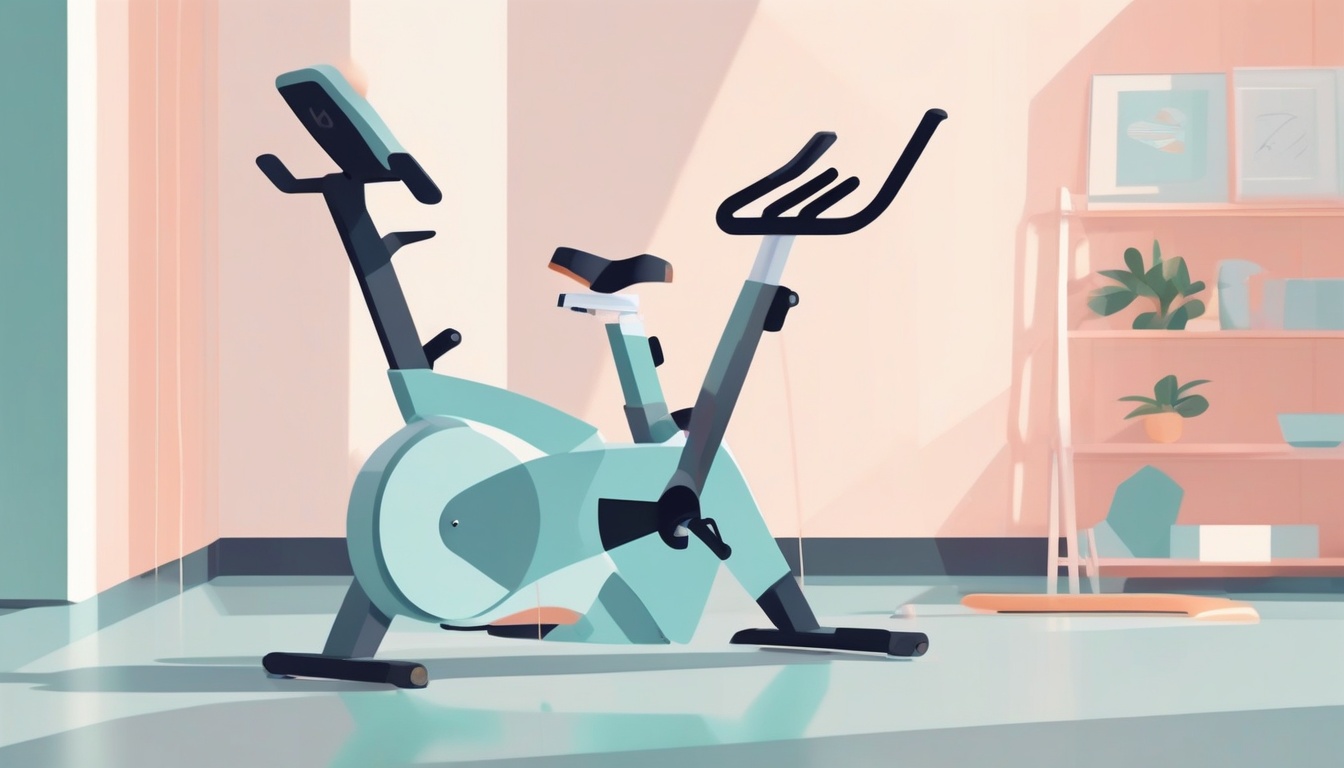 A of a stationary bike and a rowing machine placed side b...