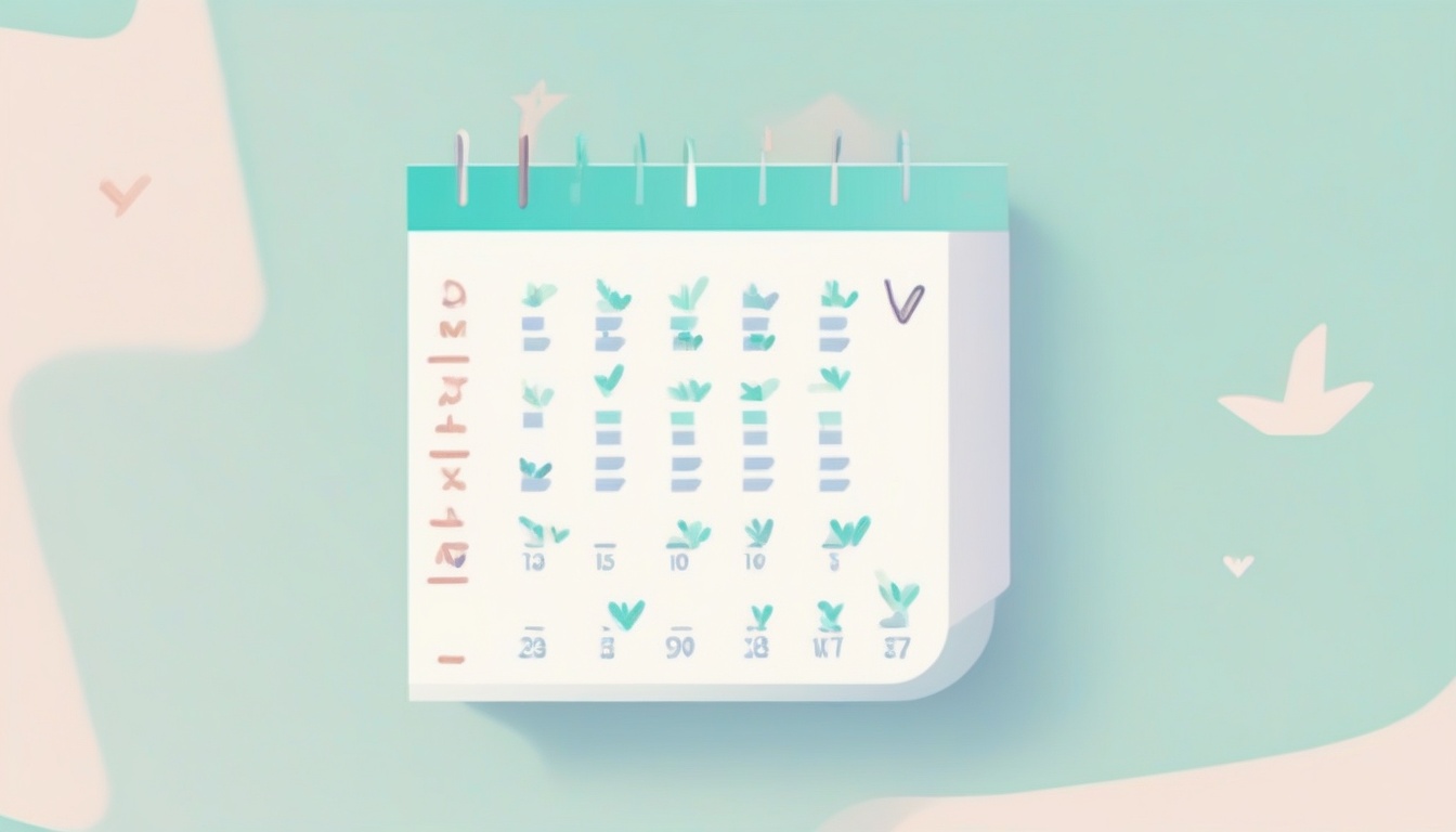 A of a two-week calendar with checkmarks filling in days