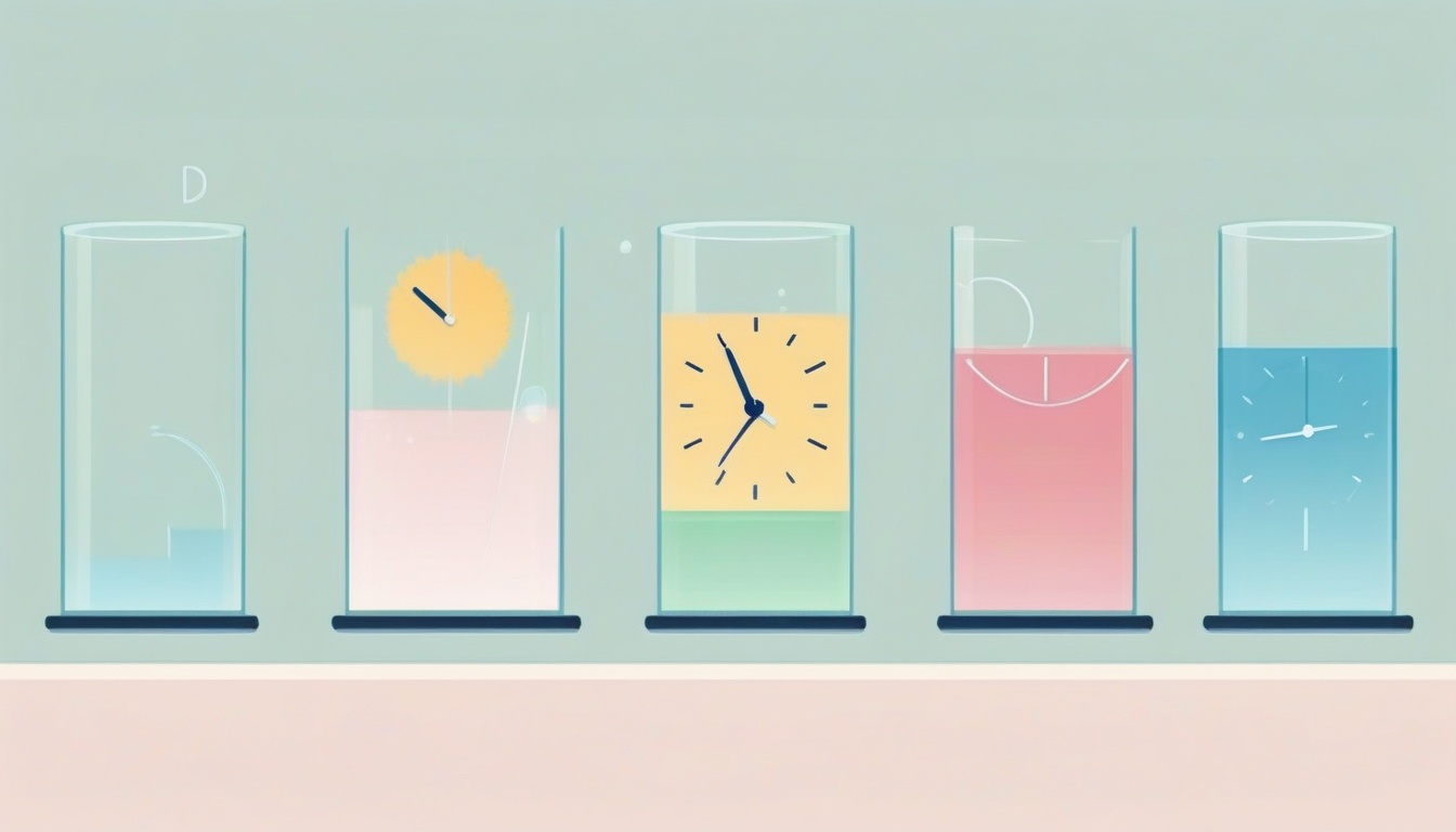 A of a daily timeline chart with water glass icons at dif...