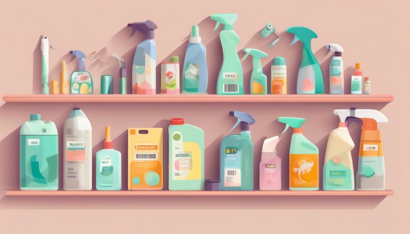 A of pest control products on a shelf including gel bait ...