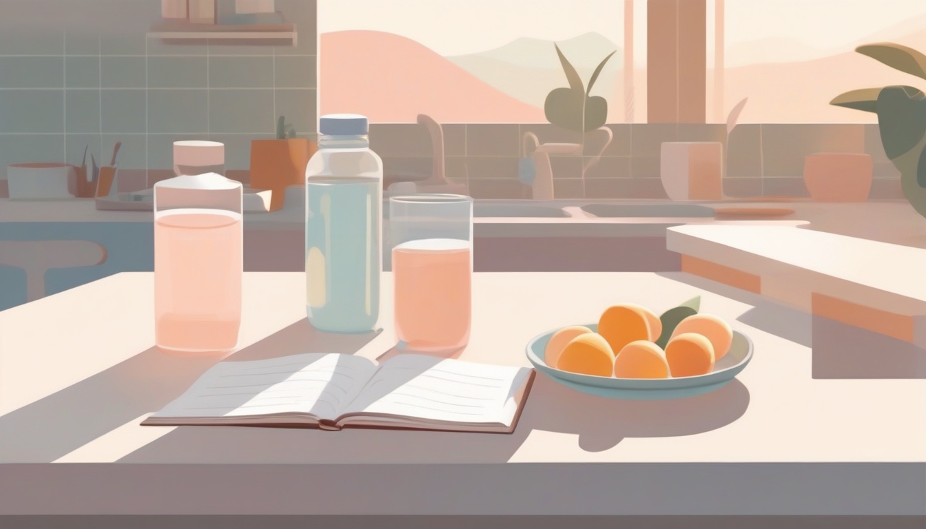 A of a morning kitchen scene with a glass of water