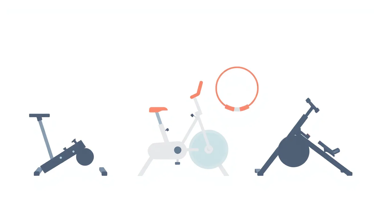 A of five different pastel-colored exercise equipment sil...