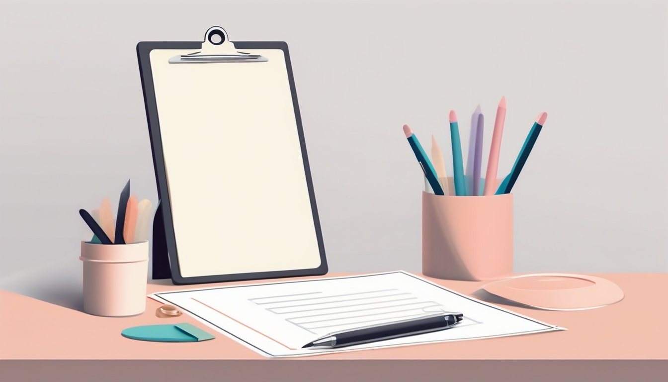 A of a document with a checkmark on a clipboard