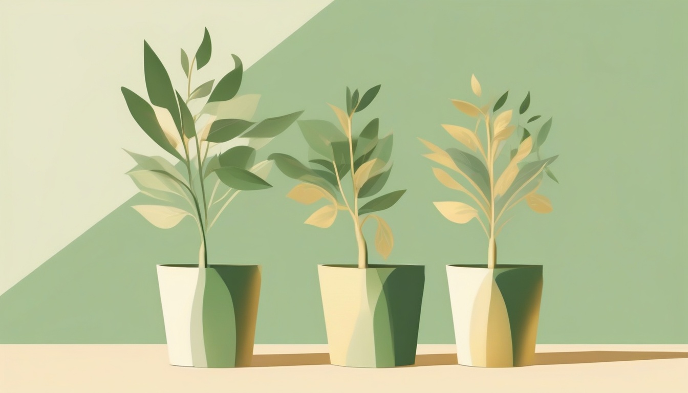 A of two potted plants growing toward each other with int...