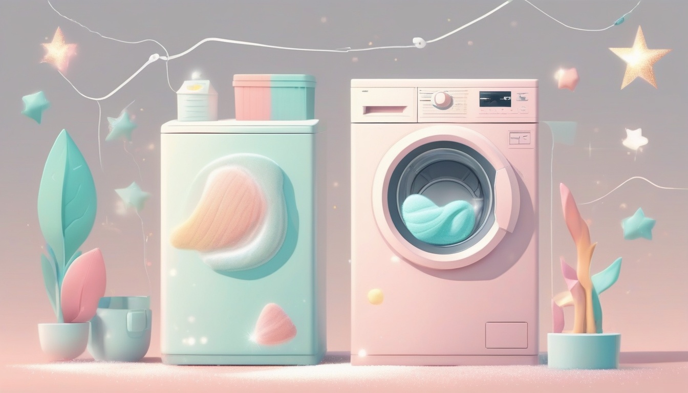 A clean, modern flat illustration of a fresh-smelling was...