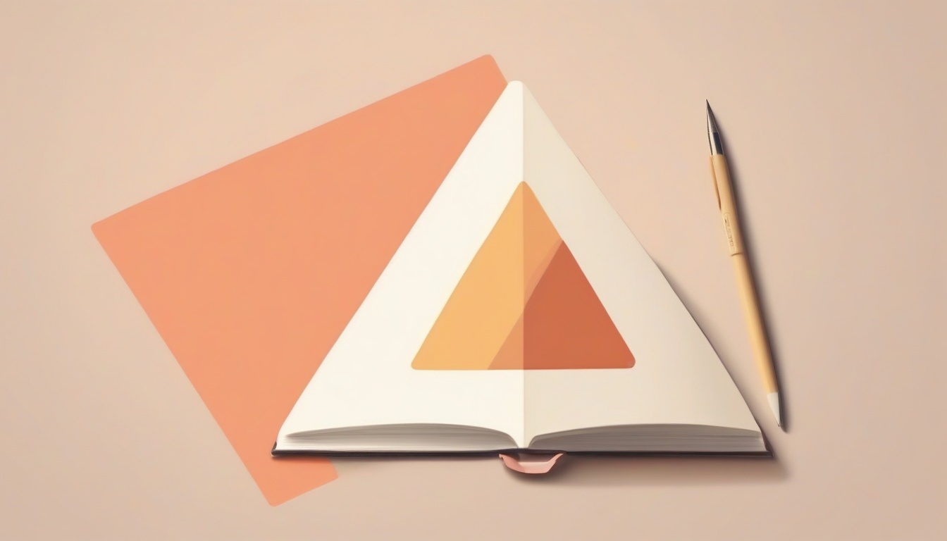 A of a gentle warning triangle shape beside an open noteb...