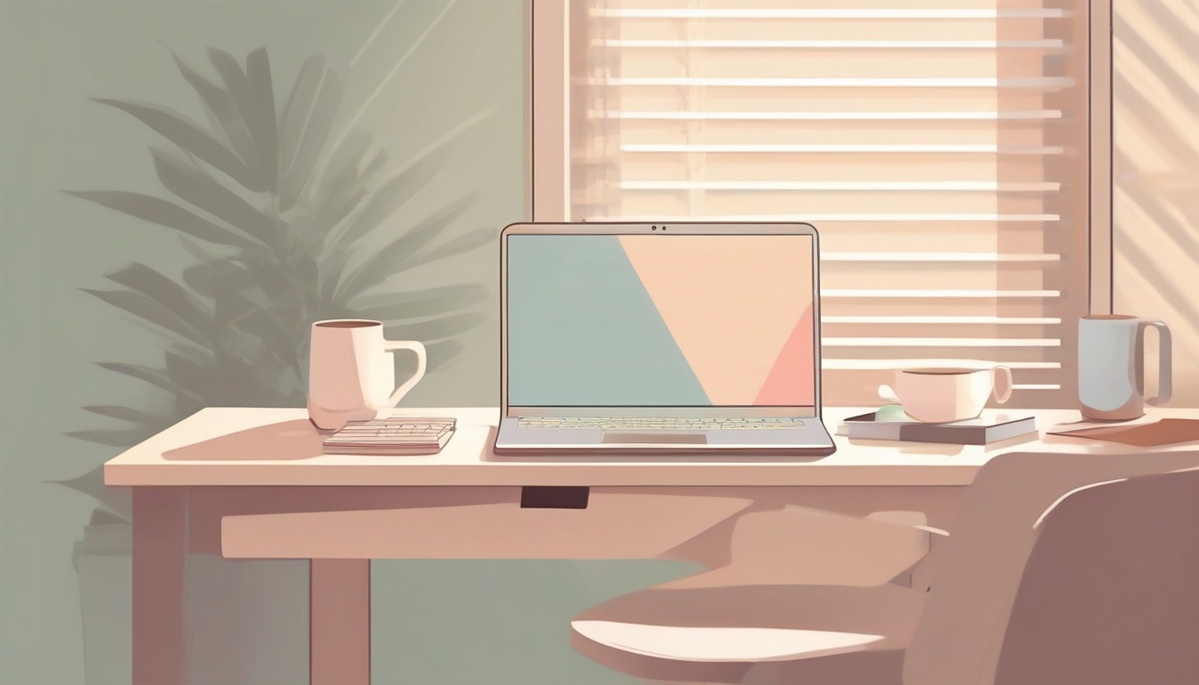 , a cup of coffee on an office desk next to a closed lapt...