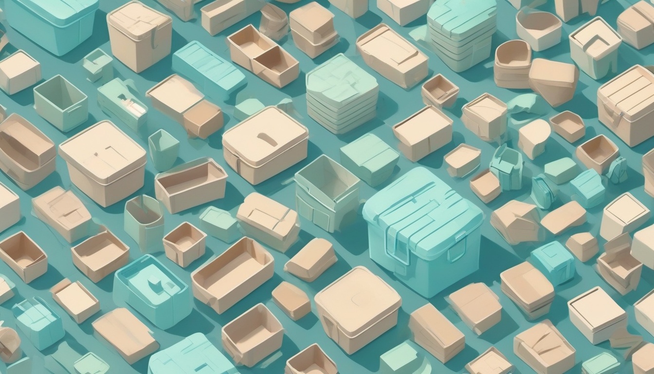 A of boxes and storage containers laid out on a clean floor