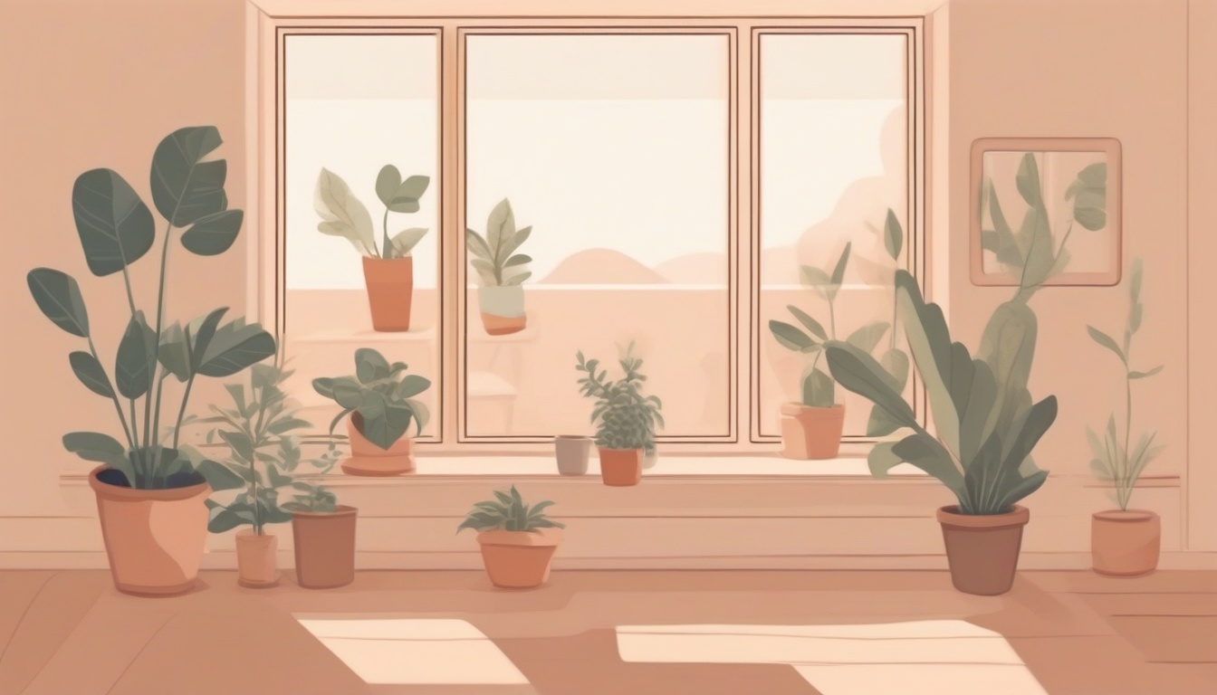 A of a cozy room with houseplants