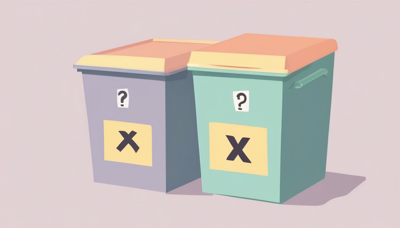 A of three labeled sorting bins on a clean surface