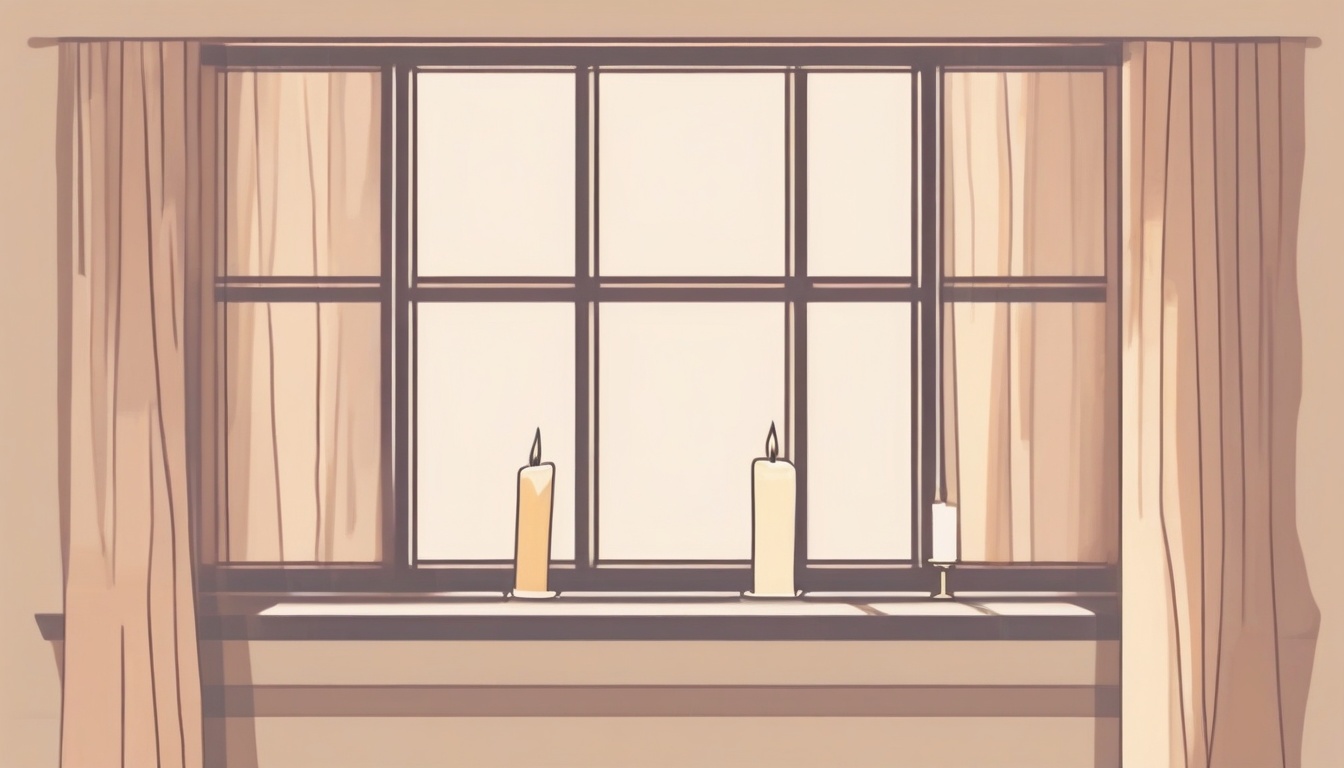 A of a clean window with a soft curtain