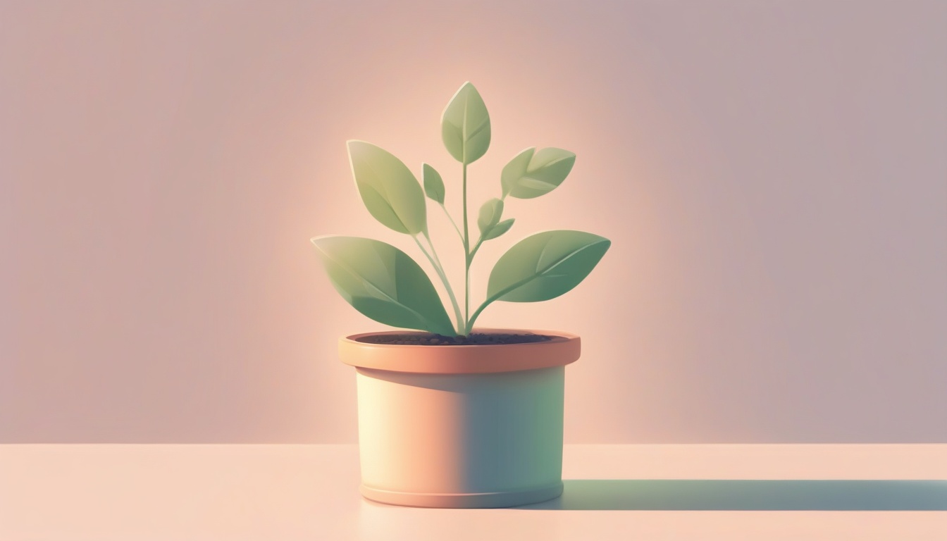 A of a small plant growing from a pot with tiny checkmark...