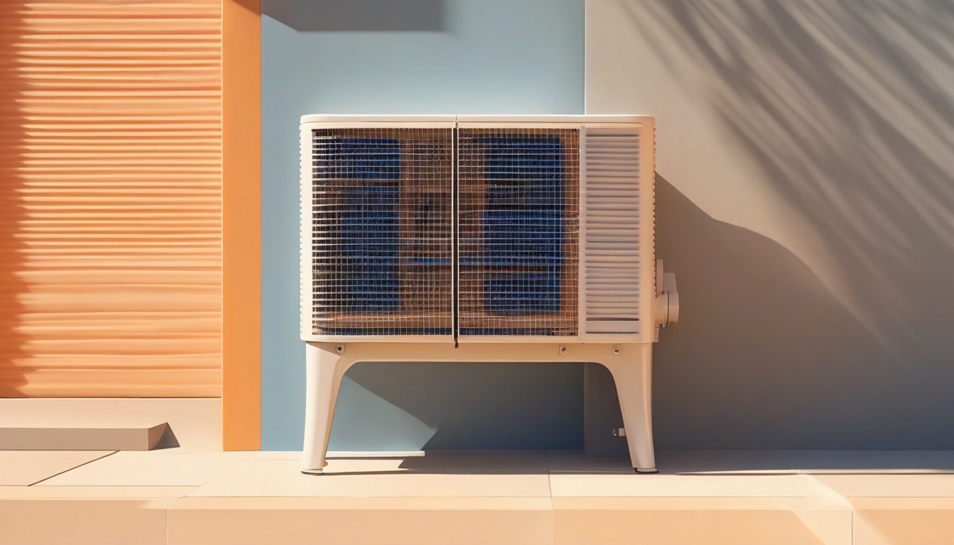 A clean modern illustration of an outdoor air conditionin...