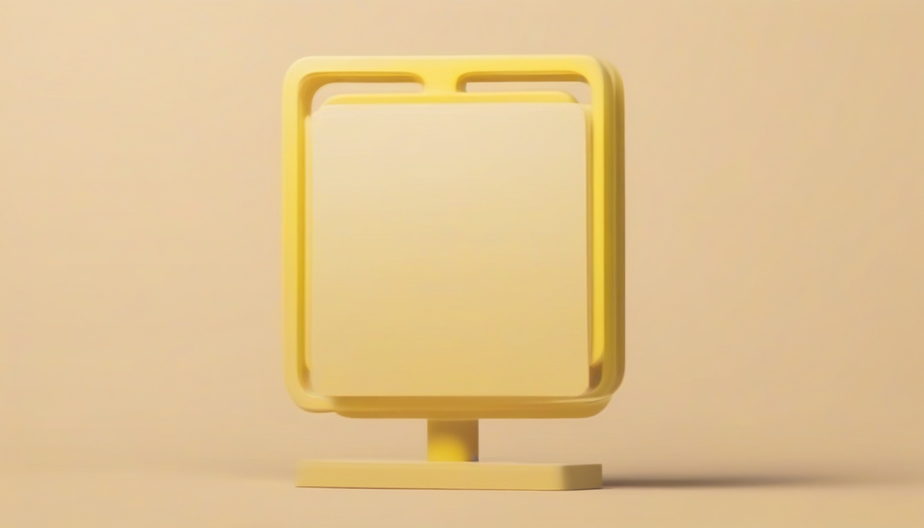 A of a yellow caution sign shape stylized as a soft round...