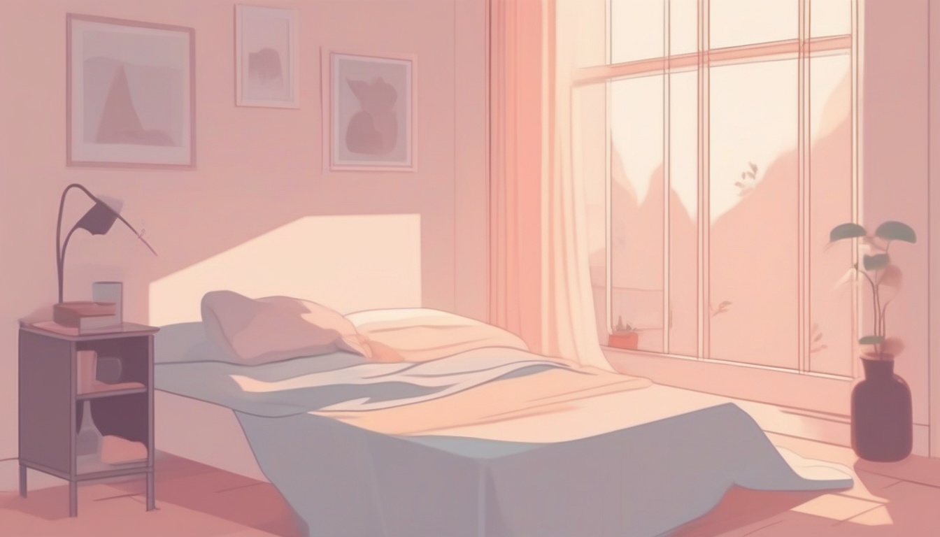 , a neat bedroom with a folded blanket on the bed, a smal...
