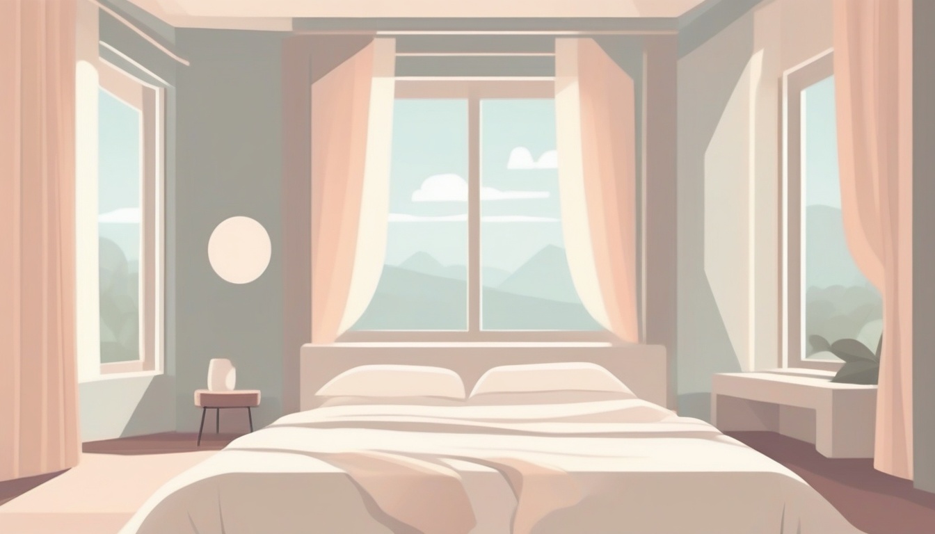 A of a fresh clean bedroom with neatly made bed