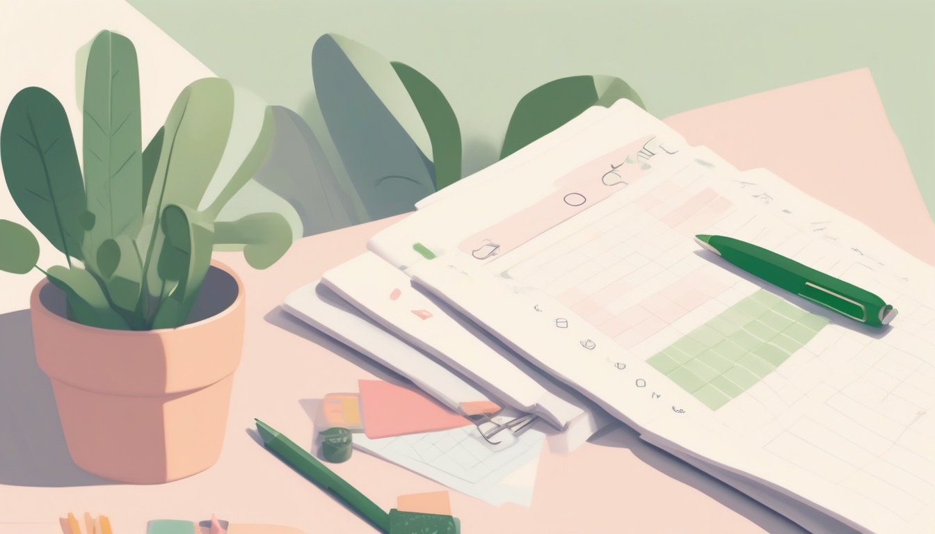 A of an open planner page with a neat checklist and a gre...