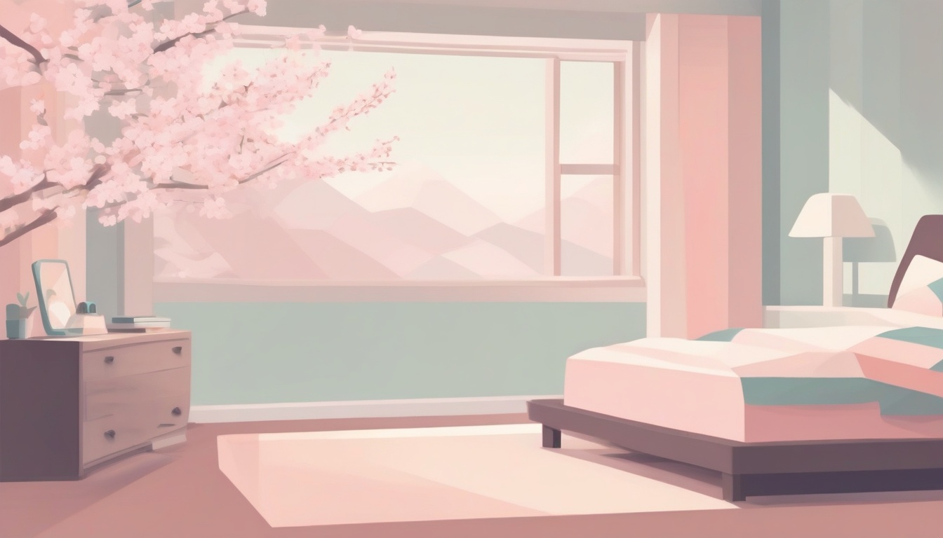 A of a cozy bedroom window with morning sunlight