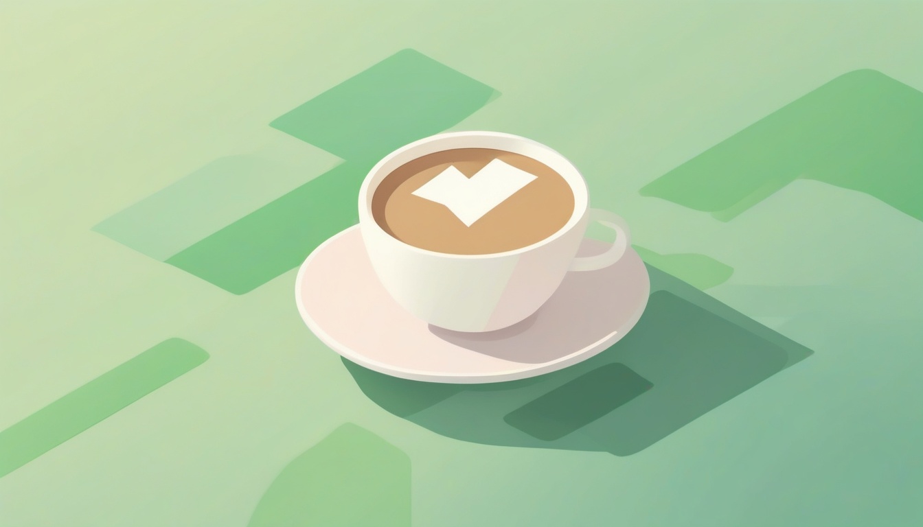 A of a coffee cup with a green checkmark above it