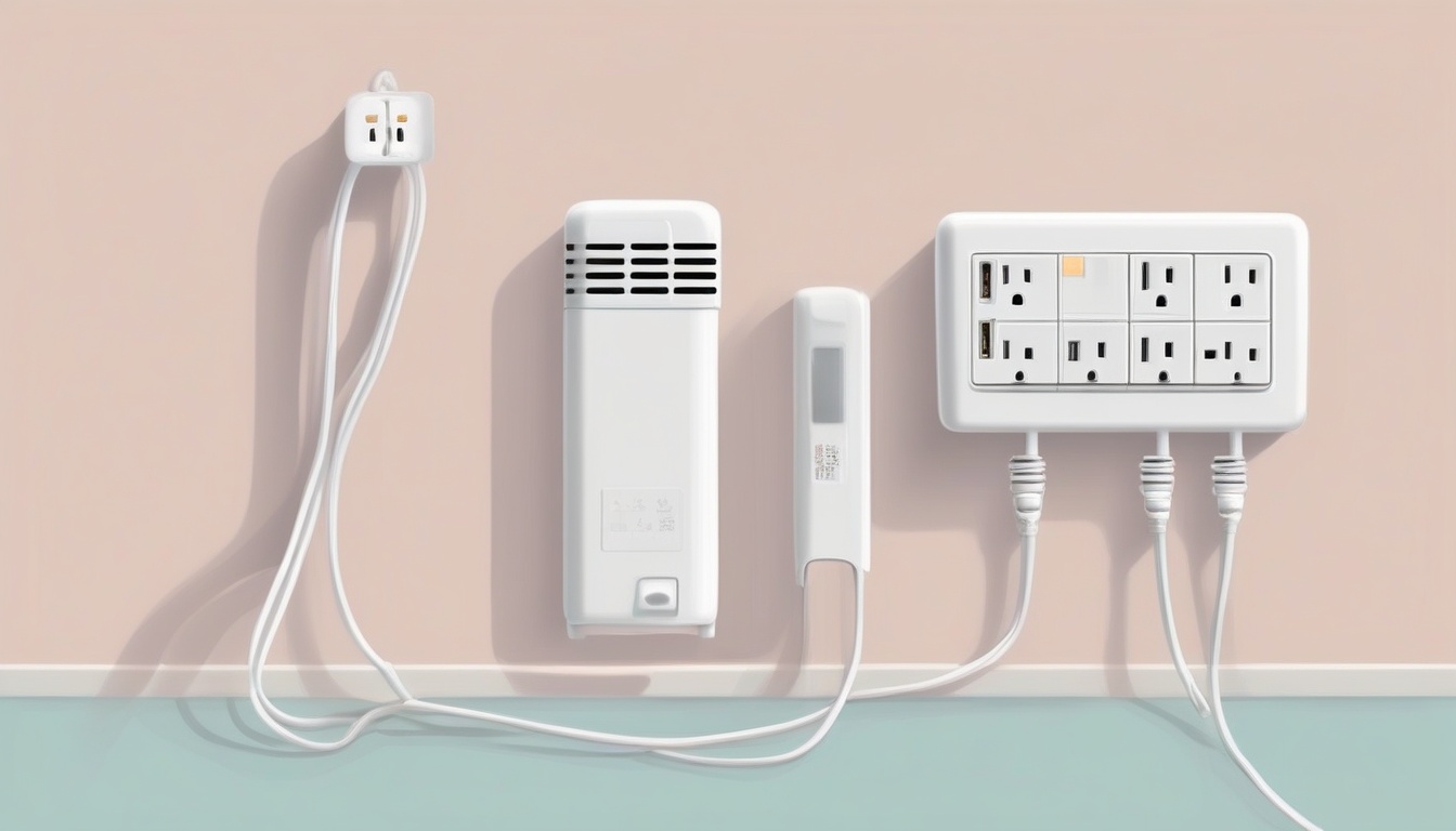 A of a smart power strip with three plugs