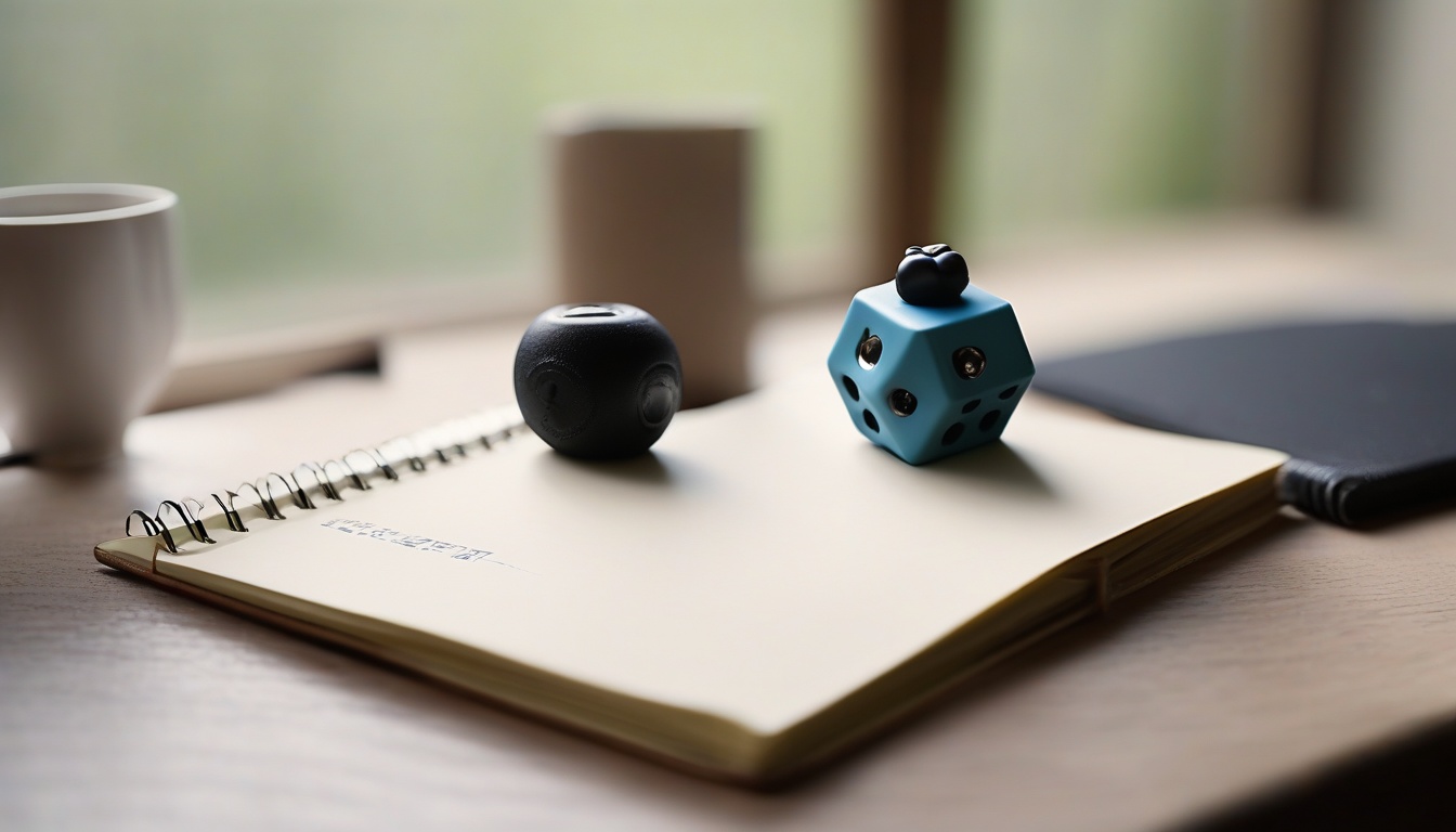 A clean editorial photograph of an open research notebook...