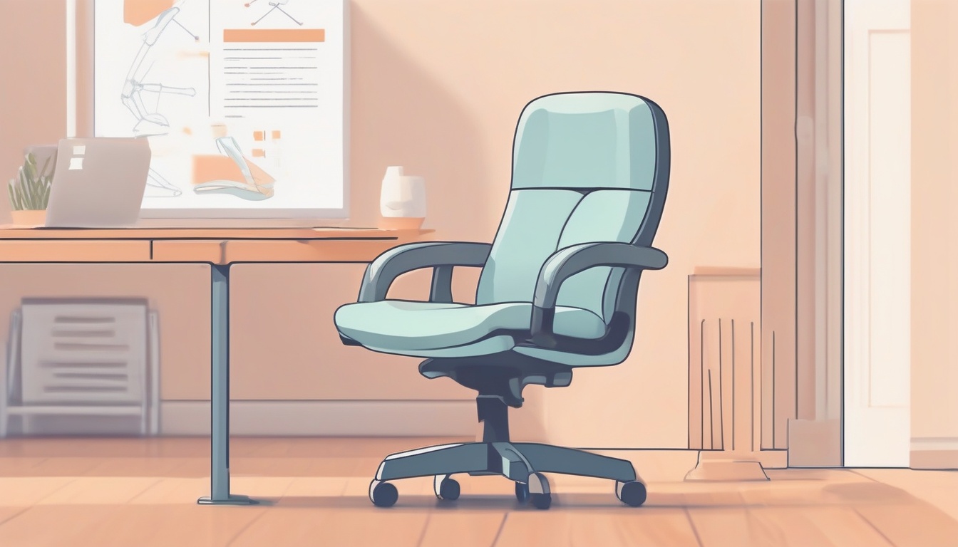 A of a slouched office chair with a leaning posture silho...
