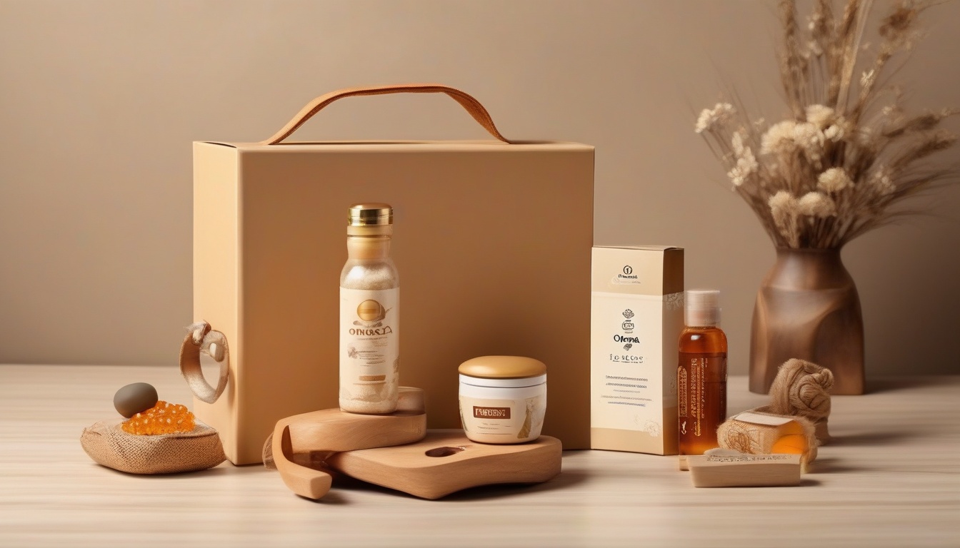 Premium gift box arrangement on wooden table: omega-3 sup...