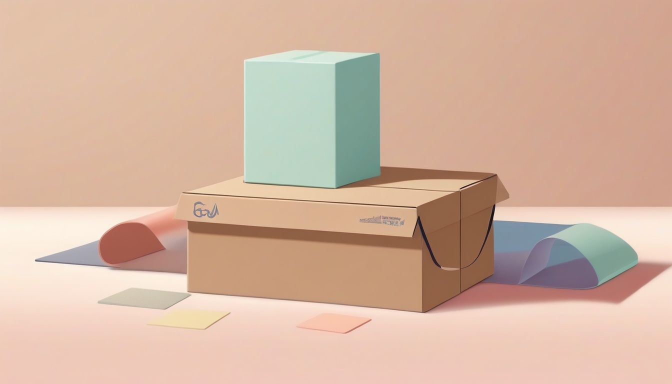 A of a heavy cardboard box on the floor next to a yoga ma...