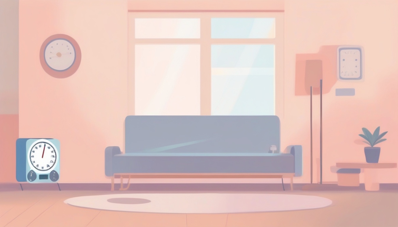 A of a living room with a wall-mounted air conditioner ru...