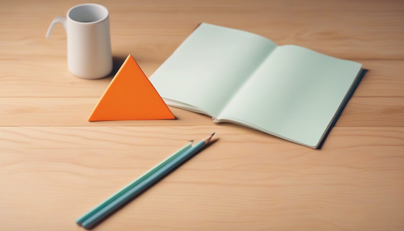 A of an orange exclamation triangle sign on a wooden tabl...