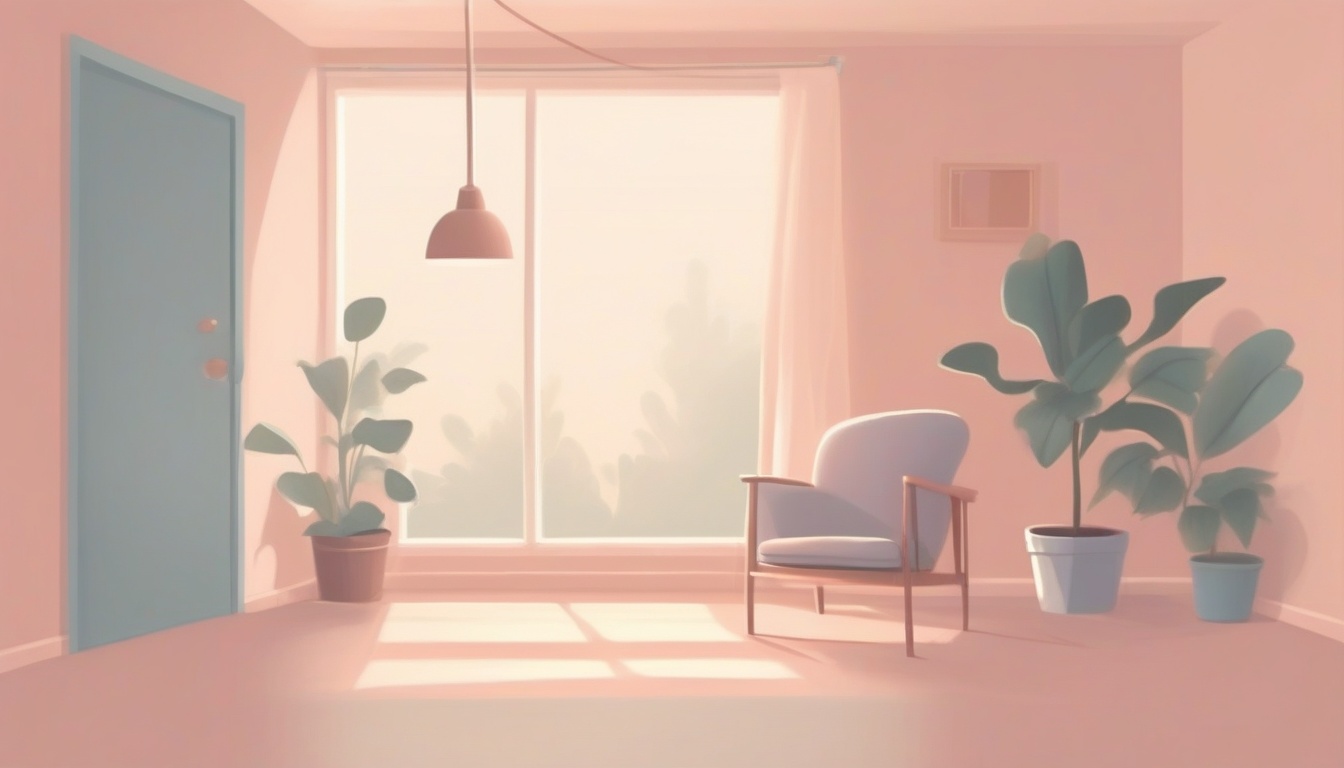 A of a freshly painted small room with a single chair