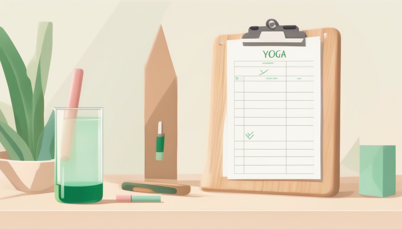 A of a wooden checklist clipboard on a desk with a green ...